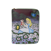 LOUNGEFLY Disney Alice in Wonderland Zip Around Wallet – Floral Garden Faux Leather Wallet