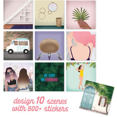 Sticker & Chill Sticker Book for Adults- 800+ Repositionable Colorful Clings Create Designs on 10 Spiral Bound Scene Pages -Easy, Fun & Stress Relieving Relaxation Activity - Flower Fest Series