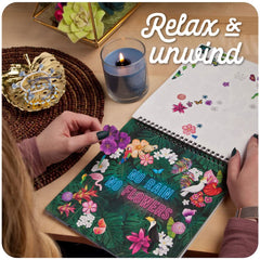 Sticker & Chill Sticker Book for Adults- 800+ Repositionable Colorful Clings Create Designs on 10 Spiral Bound Scene Pages -Easy, Fun & Stress Relieving Relaxation Activity - Flower Fest Series