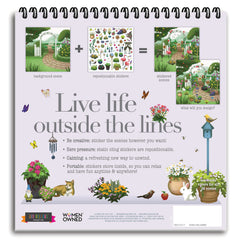 Sticker & Chill Sticker Book for Adults ? 800+ Repositionable Colorful Clings - Create Designs on 10 Spiral Bound Scene Pages - Easy, Fun & Stress Relieving Relaxation Activity- Gardens Series