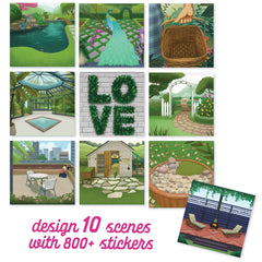Sticker & Chill Sticker Book for Adults ? 800+ Repositionable Colorful Clings - Create Designs on 10 Spiral Bound Scene Pages - Easy, Fun & Stress Relieving Relaxation Activity- Gardens Series