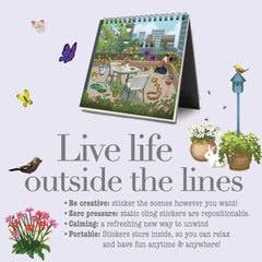 Sticker & Chill Sticker Book for Adults ? 800+ Repositionable Colorful Clings - Create Designs on 10 Spiral Bound Scene Pages - Easy, Fun & Stress Relieving Relaxation Activity- Gardens Series