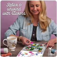 Sticker & Chill Sticker Book for Adults ? 800+ Repositionable Colorful Clings - Create Designs on 10 Spiral Bound Scene Pages - Easy, Fun & Stress Relieving Relaxation Activity- Gardens Series