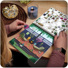 Sticker & Chill Sticker Book for Adults ? 800+ Repositionable Colorful Clings - Create Designs on 10 Spiral Bound Scene Pages - Easy, Fun & Stress Relieving Relaxation Activity- Gardens Series