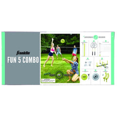 Franklin Sports Fun 5 Combo Set - Badminton - Volleyball - Ring Toss - Flip Toss - Flying Disc