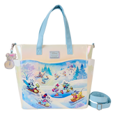 LOUNGEFLY Mickey & Friends Winter Wonderland Scene Convertible Backpack & Tote Bag