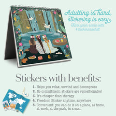 Sticker & Chill Sticker Book for Adults - 700+ Repositionable Colorful Clings Create Designs on 10 Spiral Bound Scene Pages - Easy, Fun & Stress Relieving Relaxation Activity - Wanderlust Series