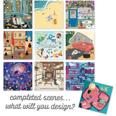 Sticker & Chill Sticker Book for Adults - 700+ Repositionable Colorful Clings Create Designs on 10 Spiral Bound Scene Pages - Easy, Fun & Stress Relieving Relaxation Activity - Wanderlust Series