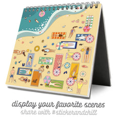 Sticker & Chill Sticker Book for Adults - 700+ Repositionable Colorful Clings Create Designs on 10 Spiral Bound Scene Pages - Easy, Fun & Stress Relieving Relaxation Activity - Wanderlust Series