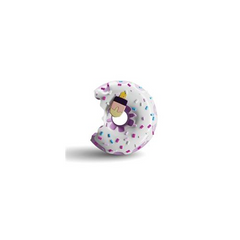 Taba Jelly Squishies Darling Donut - FuFu Squeeze Figure with Custom Decorations - Stretchy Sticky Novelty Collectible with Reusable Storage Pouch