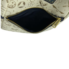 Loungefly Harry Potter Quidditch All Over Print Mini Backpack - Golden Snitch, Broomstick & Quaffle Pattern, Faux Leather Bag with Adjustable Straps