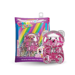 Taba Jelly Squishies Fuzzy Wuzzy - FuFu Squeeze Figure with Custom Decorations - Stretchy Sticky Novelty Collectible with Reusable Storage Pouch