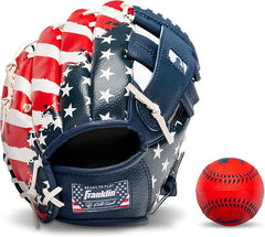 Franklin Sports Tee Ball Glove - Right Handed Youth Fielding Glove - MLB Synthetic Leather Baseball Glove - Ready to Play Glove (RTP) - 9.5 Inch Right Hand Throw - MLB USA with Ball