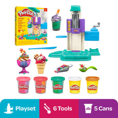 Play-Doh Rainbow Swirl Ice Cream Playset with 7 Pretend Play Kitchen Accessories