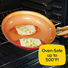 Red Copper 10in Fry Pan, Ceramic Non-Stick Skillet, Scratch Resistant