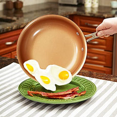 Red Copper 10in Fry Pan, Ceramic Non-Stick Skillet, Scratch Resistant