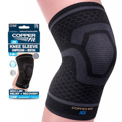 Copper Fit ICE Knee Compression Sleeve Infused with Menthol,S/M,1 Pack