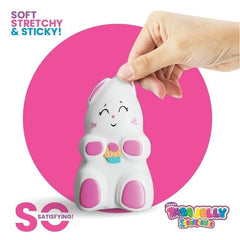 Taba Jelly Squishies Bitty Kitty - FuFu Squeeze Figure with Custom Decorations - Stretchy Sticky Novelty Collectible with Reusable Storage Pouch