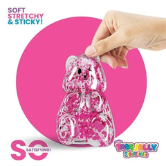 Taba Jelly Squishies Fuzzy Wuzzy - FuFu Squeeze Figure with Custom Decorations - Stretchy Sticky Novelty Collectible with Reusable Storage Pouch