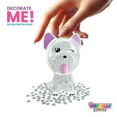 Taba Jelly Squishies Petey Puppy - FuFu Squeeze Figure with Custom Decorations - Stretchy Sticky Novelty Collectible with Reusable Storage Pouch