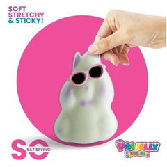 Taba Jelly Squishies Glow Hammy - FuFu Squeeze Figure with Custom Decorations - Stretchy Sticky Novelty Collectible with Reusable Storage Pouch