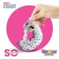 Taba Jelly Squishies Darling Donut - FuFu Squeeze Figure with Custom Decorations - Stretchy Sticky Novelty Collectible with Reusable Storage Pouch
