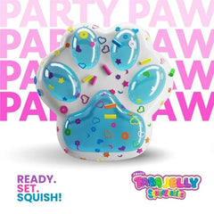 Taba Jelly Squishies Party Paw - FuFu Squeeze Figure with Custom Decorations - Stretchy Sticky Novelty Collectible with Reusable Storage Pouch