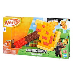 Nerf Minecraft Firebrand, Dart Blasting Axe, 6 Nerf Elite Foam Darts, Pull Down Priming, Medium
