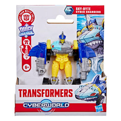 Transformers CYBERWORLD Sky-Byte Cyber Changers 4-Inch Action Figure, Robot Toys Ages 6+