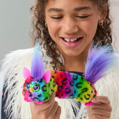 Furby DJ Furblets Rain-Bow-Kat Mini Electronic Plush Toy with Funny Stretchable Sound Effects
