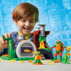 Play-Doh Teenage Mutant Ninja Turtles Slice & Blast Pizza Playset, Bendy 4-Inch Mikey Action Figure