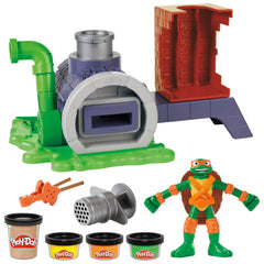 Play-Doh Teenage Mutant Ninja Turtles Slice & Blast Pizza Playset, Bendy 4-Inch Mikey Action Figure