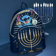 LOUNGEFLY Stitch Hanukkah Menorah Light Up Mini Backpack