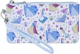 LOUNGEFLY Disney Princess Manga Style All-Over Print Nylon Zipper Pouch Wristlet