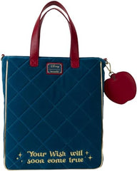 LOUNGEFLY Disney Snow White Classic Apple Quilted Velvet Tote Bag With Coin Bag