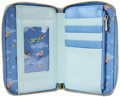 LOUNGEFLY Peter Pan You Can Fly Glow Zip Around Wallet