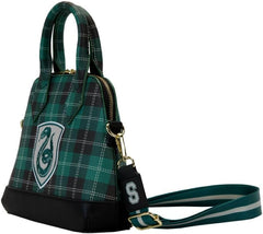 LOUNGEFLY Harry Potter Slytherin Patch Varsity Plaid Crossbody Bag