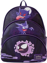 LOUNGEFLY Pokemon Gastly Evolutions Triple Pocket Mini Backpack