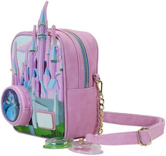 LOUNGEFLY Sleeping Beauty Castle Three Good Fairies Stained Glass Crossbody Bag