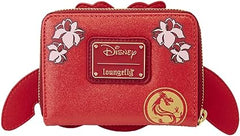 LOUNGEFLY Disney Mulan 25th Anniversary Mushu Glitter Cosplay Zip-Around Wallet