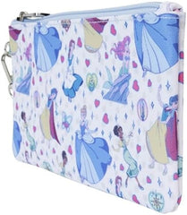 LOUNGEFLY Disney Princess Manga Style All-Over Print Nylon Zipper Pouch Wristlet