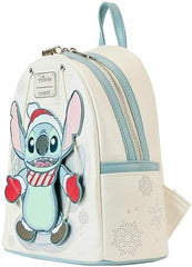 LOUNGEFLY Disney Stitch Holiday Snow Angel Glitter Mini Backpack