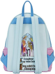 LOUNGEFLY Disney Sleeping Beauty Castle Three Good Fairies Stained Glass Mini Backpack