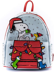LOUNGEFLY Peanuts Gift Giving Snoopy and Woodstock Womens Double Strap Shoulder Bag Purse