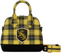 LOUNGEFLY Harry Potter Hufflepuff Patch Varsity Plaid Crossbody Bag