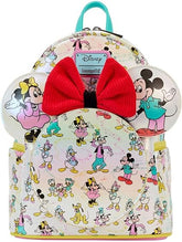 LOUNGEFLY Disney100 Mickey and Friends All Over Print Iridescent With Ear Headband Double Strap Shoulder Bag