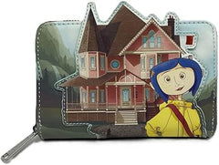 LOUNGEFLY Coraline Garden Party Zip-Around Wallet – Officially Licensed, Faux Leather, Embroidered Details, Multiple Card Slots