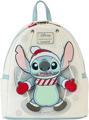 LOUNGEFLY Disney Stitch Holiday Snow Angel Glitter Mini Backpack