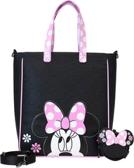 LOUNGEFLY Disney Minnie Floral Rock The Dots Tote Bag with Coin Bag