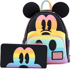 LOUNGEFLY x Disney Mickey Mouse Pastel Rainbow Flap Wallet